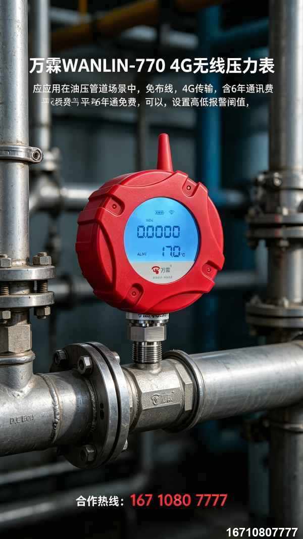 NB-IoT Wireless Plastic Case Pressure Gauge Product Image — Wanlin Fire Protection Wireless Plastic Case Pressure Gauge