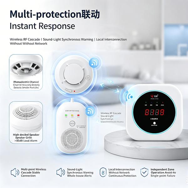4G Smart Smoke Detector for Elderly Care Product Image — Wanlin Fire Protection elderly gas safety