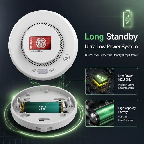 4G LTE + RF 433MHz Mesh 4G Interconnected Smoke Detector System Product Image — Wanlin Fire Protection wide coverage smoke alarm