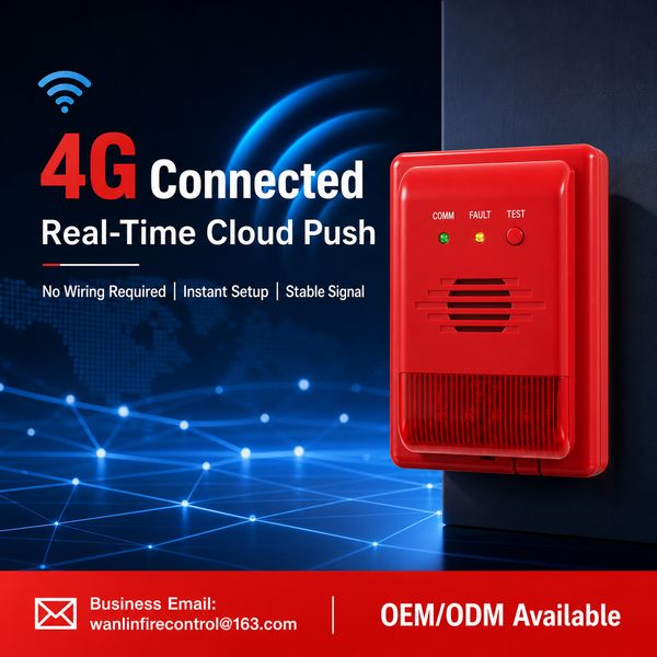 WiFi + Bluetooth 5.2 Smart Sounder Strobe with App Product Image — Wanlin Fire Protection 4G alarm ODM