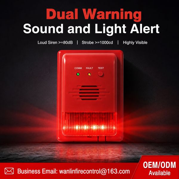 RF 433MHz Mesh + 4G LTE Backup Wireless Interconnected Sounder Strobe System Product Image — Wanlin Fire Protection wireless sounder with alarm light