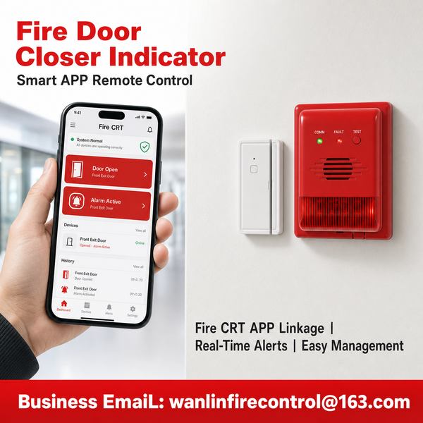 Wanlin Fire Door Alarm with Visual Alarm Real Product Photo Fire Door Alarm with Visual Alarm China Manufacturer, 4G Wireless Fire Door Alarm, OEM/ODM Global Shipping to USA