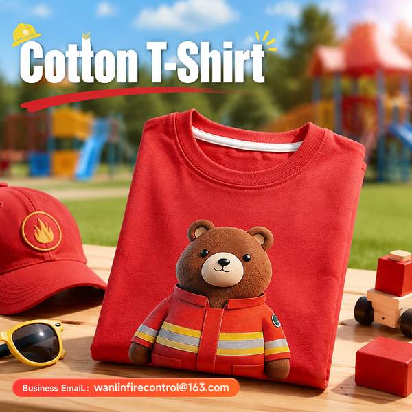 Xiao Bear Fire Prevention Ambassador Soft Toy with Badge Product Image — Wanlin Fire Protection fire rescue plush with fire extinguisher