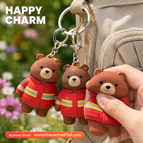 Xiao Bear Large Huggable Fire Rescue Bear with Uniform Product Image — Wanlin Fire Protection fire department mascot plush CPSIA compliant