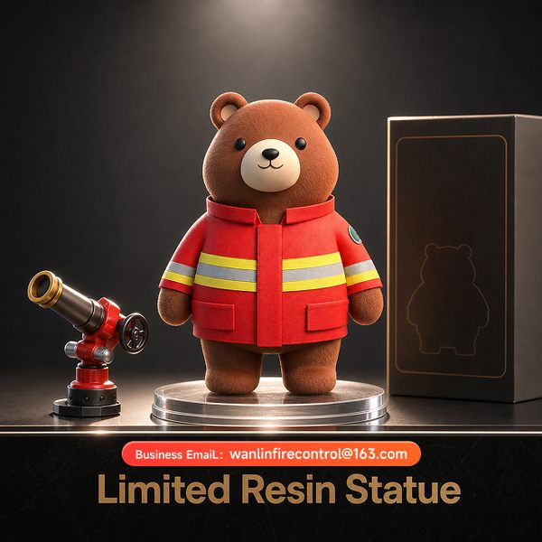 Xiao Bear Fire Department Mascot Plush with Reflective Strips Product Image — Wanlin Fire Protection fire education plush with choking hazard warning