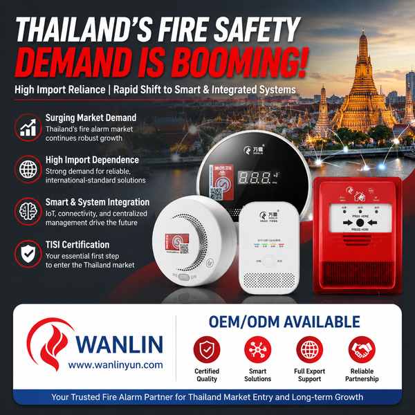 Smart smoke detector Thailand for Bangladesh Buyers: Smart Fire Safety Export by Wanlin Fire China F