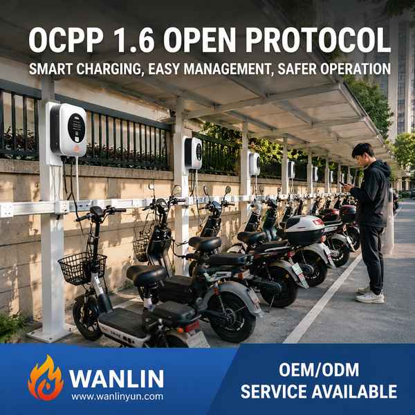 WEC-600 Outdoor Weatherproof Street Charging Post — 7 kW AC / 2 sockets, Factory Direct OCPP 1.6 Integration for Luang Prabang, Laos