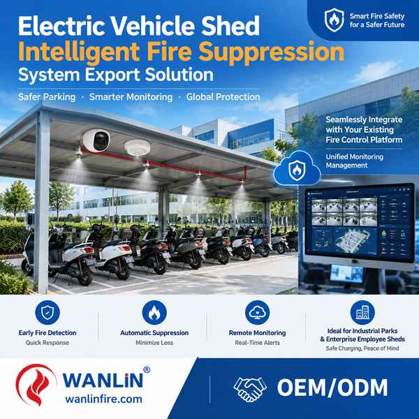 E-bike Shed Water Spray System e-bike shelter fire suppression system for Bandung, Indonesia