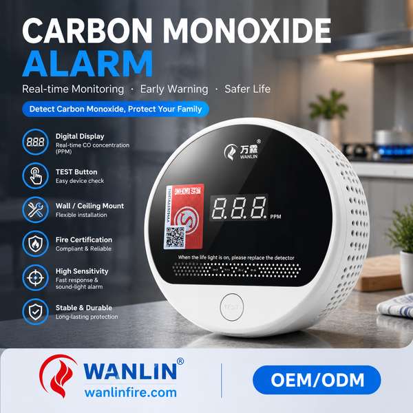 Digital display CO detector for Surabaya Buyers: Carbon Monoxide Alarm Export from Wanlin China Fact